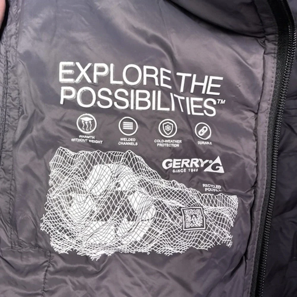 Gerry Goose Down Puffer Jacket Mens Medium Black‎ Fill Power 650 Packable Light
